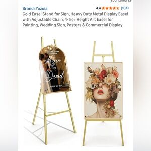 YACONA Gold Easel Stand for Signs, Posters, Commercial Displays
